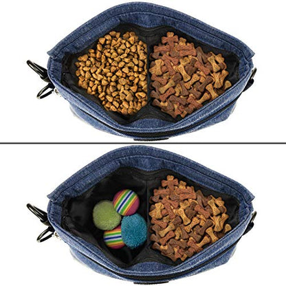 Viklluyr Dog Treat Pouch Bag with Magnetic Closure, Dog Food Carrier with Removable Inner Pocket, Perfect Dog Training Bag for Agility Training - Including Carabiner - color: Blue, size: L