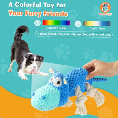 TOOPTATE Squeaky Dog Toys - Plush Stuffed Animal Dog Toys for Large, Medium, Small Dogs to Keep Them Busy (Blue, Large) - color: Blue, size: Large