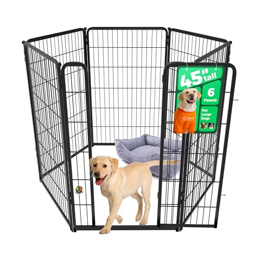 FXW Homeplus Unleashed Indoor Dog Playpen - Stress-Free and Safe Play, Heavy Duty 45 Inch 6 Panels Dog Pen for Large Dogs, Black│Patented - color: Black, size: 45"H