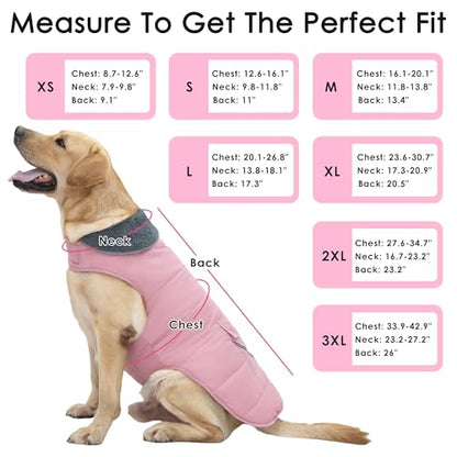 Petglad Dog Coat, Waterproof Dog Winter Jacket with Pocket, Reflective Adjustable Pet Snow Vest, Warm Cozy Fleece Sweater for Small Medium Extra Large Dogs - Light Pink, S - color: Light Pink, size: S(Chest Girth:12.6-16.1")