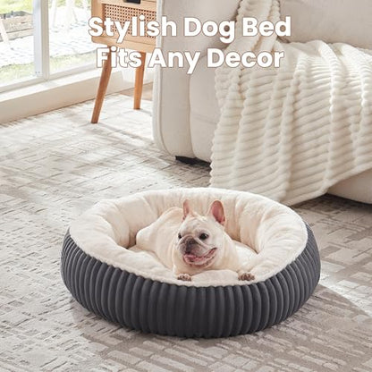 30 inches Donut Dog Bed for Medium Dogs,Calming Round Pet Bed with Removable Cover,Washable Milk Plush Faux Fur, Fits Pets up to 30 lbs(Charcoal,Medium) - color: Charcoal, size: 30.0"L x 30.0"W x 8.0"Th