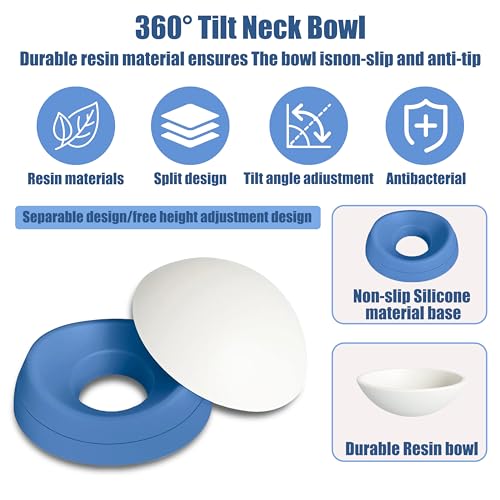 French Bulldog Food Bowl- Slanted Tilted Pug Food Water Bowl,Cat Bowl- Feeder for Frenchie/Shih Tzu/Flat Faced Small Dogs/Puppies/Cats (Blue, 2 Cup) - color: Blue, size: 2 Cup