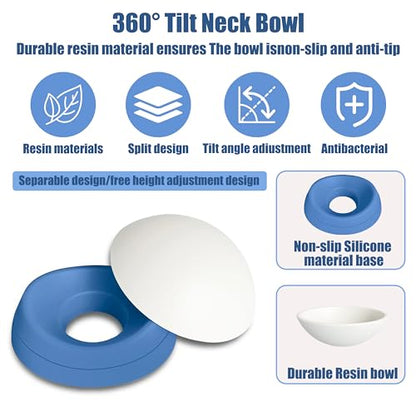 French Bulldog Food Bowl- Slanted Tilted Pug Food Water Bowl,Cat Bowl- Feeder for Frenchie/Shih Tzu/Flat Faced Small Dogs/Puppies/Cats (Blue, 4 Cup) - color: Blue, size: 4 Cup