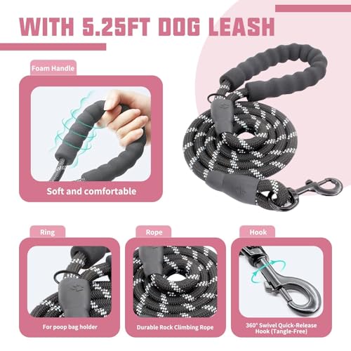 AUROTH Dog Harness and Leash Set, Soft Padded Service Dog Vest with 5.25FT Dog Leash, No Choke, Easy On Pet Vest, Adjustable Reflective No Pull Pet Vest Medium Sized Dog, Easy Walking and Training - color: Pink, size: Medium