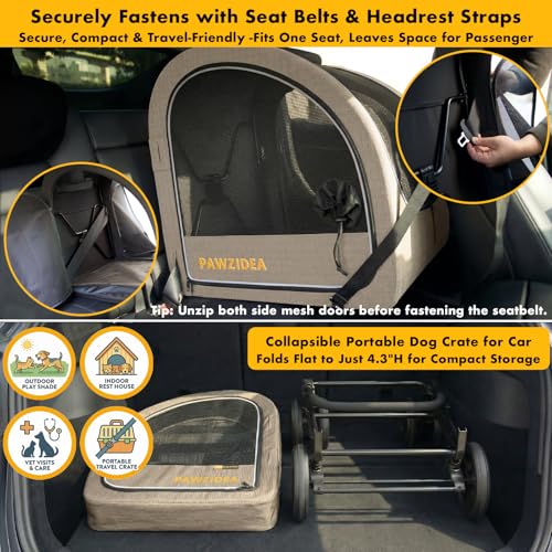 PAWZIDEA 3-in-1 Large Dog Stroller with Detachable Carrier up 100lbs, Foldable Dog Crate for Car Travel, All-Terrain Pet Stroller for 2 Medium Dogs, Jogger Wheels, Adjustable Handle, Stroage Organizer - color: Khaki Plaid