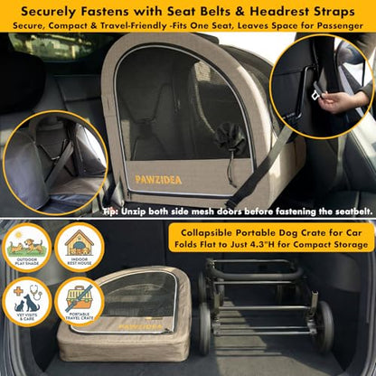 PAWZIDEA 3-in-1 Large Dog Stroller with Detachable Carrier up 100lbs, Foldable Dog Crate for Car Travel, All-Terrain Pet Stroller for 2 Medium Dogs, Jogger Wheels, Adjustable Handle, Stroage Organizer - color: Khaki Plaid