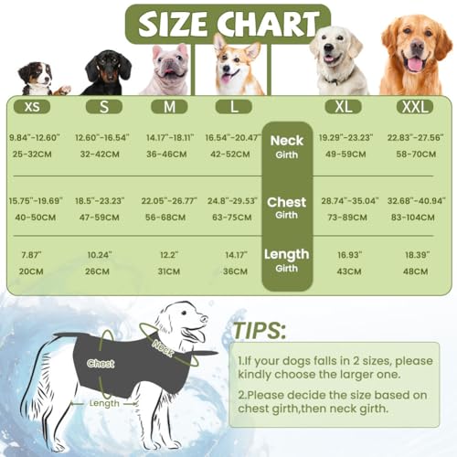 EMUST Life Jacket for Dogs, Adjustable Dog Life Vest for Swimming & Boating, Pet Safety Vest with Durable Rescue Handle and Reflective Stripes, Green, XL