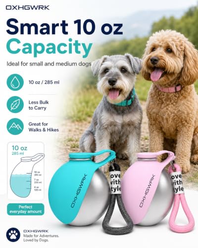 Dog Water Bottle Portable Bowl Travel Collapsible for Dogs with Walking on Walks Dispenser Pet Ball Insulated Hiking Stainless Steel Drinking Waterbottle Puppy Bowls Bottles
