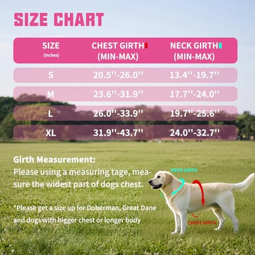 AUROTH Dog Harness and Leash Set, Soft Padded Service Dog Vest with 5.25FT Dog Leash, No Choke, Easy On Pet Vest, Adjustable Reflective No Pull Dog Harness for Large Dogs, Easy Walking and Training - color: Pink Camo, size: L(Neck:19.7"-25.6",Chest:26"-33