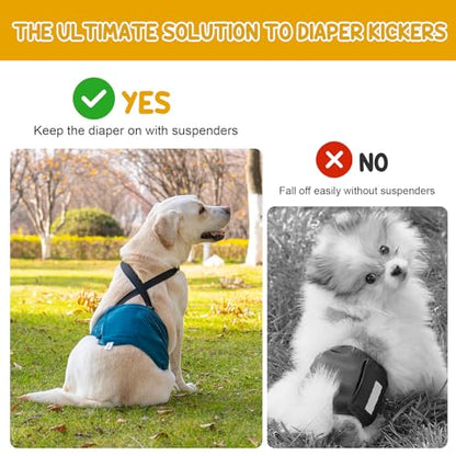 3 Pack Avont Male Dog Belly Band with Suspenders, Reusable Boy Doggie Diaper with Harness, Escape Proof, Non-Slip, Washable Doggy Pee Wraps for Small Medium Large Dogs - color: Black/ Dark Grey/ Navy Blue, size: S