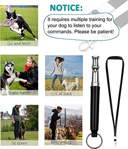 2 Pack Dog Whistle, Dog Whistle to Stop Barking Neighbors Dog, Adjustable Ultrasonic Silent Dog Whistle, Professional Recall Dog Training Whistles, with Lanyard (Black) - color: black