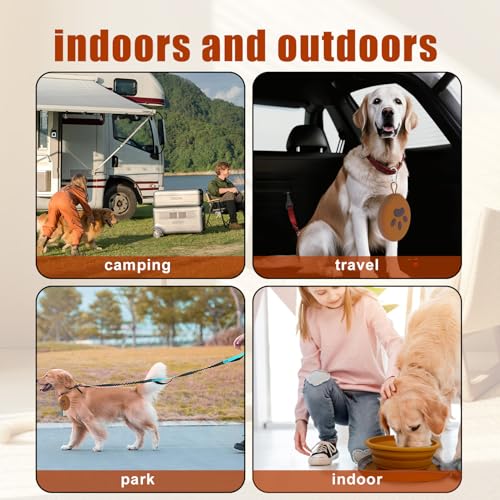Collapsible Dog Bowl 2-in-1 Travel Portable Silicone Carabiner,Brown | food & water use, folds flat, compact storage, camping, hiking, everyday walks, carabiner clip included - color: A-Brown