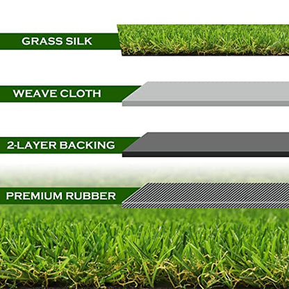 AYOHA Artificial Turf Grass 1' x 11' with Drainage, 0.8 Inch Realistic Fake Grass Rug Indoor Outdoor Lawn Landscape for Garden, Balcony, Backyard, Patio, Synthetic Turf Mat for Pet Dogs, Customized - size: 1 ft x 11 ft