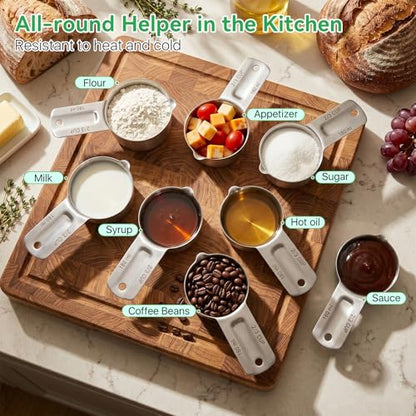 6 Pcs 3/4 Cup Measuring Cup,180ml | 6oz | 180cc 304 Stainless Steel Measure Scoop Metal Measuring Cups,3/4 Cup Dog Food Scoop for Cooking Baking Coffee,Metric & US Measurement Dishwasher Safe