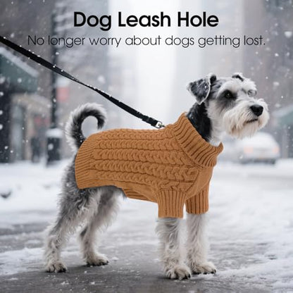 SAWMONG Dog Sweater, Dog Sweaters for Small Dogs Girls Boys, Pullover Turtleneck Knitted Doggy Sweatshirt, Cold Weather Pet Clothes（Khaki, X-Small - color: Khaki, size: X-Small