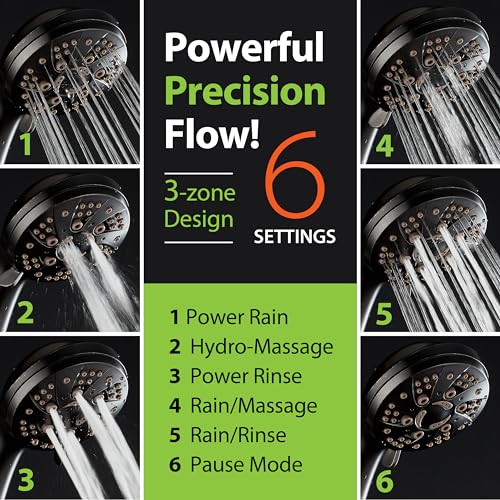 AquaDance High Pressure 6-Setting Oil Rubbed Bronze Handheld Shower Head with Stainless Steel Hose. Officially Independently Tested to Meet Strict US Quality & Performance Standards! - color: Oil Rubbed Bronze, size: 2.5 Gallon Per Minute, style: 2.5 Gall