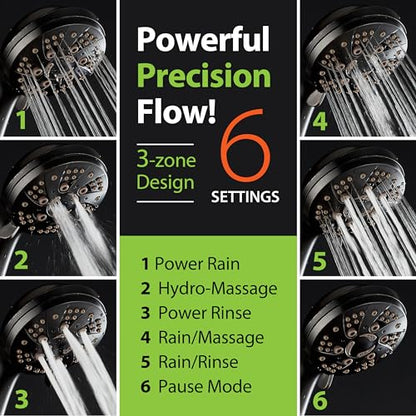 AquaDance High Pressure 6-Setting Oil Rubbed Bronze Handheld Shower Head with Stainless Steel Hose. Officially Independently Tested to Meet Strict US Quality & Performance Standards! - color: Oil Rubbed Bronze, size: 2.5 Gallon Per Minute, style: 2.5 Gall