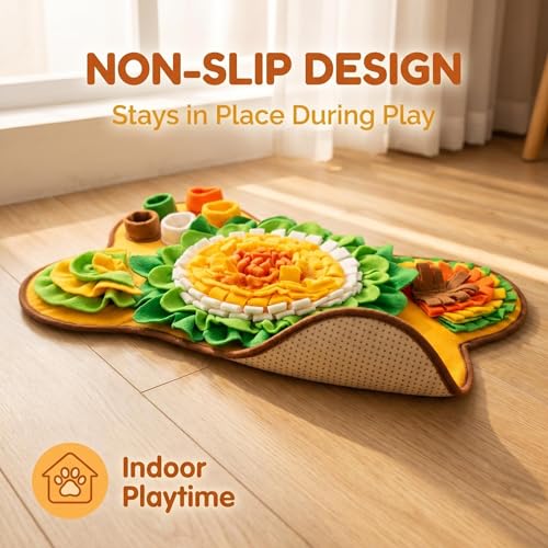 Snuffle Mat for Dogs & Lick Mat Set, Orange Snuffle & Lick Combo | Snuffle Mat for Puppies, Dog Puzzle Toy, Interactive Enrichment Treat Mat, Slow Feeder Puzzle Toy, Squeaky Sounds