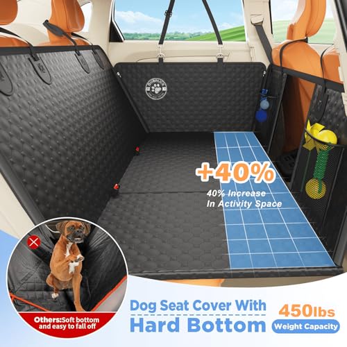 Back Seat Extender for Dogs, PU Leather Hard Bottom Truck Dog Seat Cover for Back Seat, Waterproof Pet Hammock Bed for Car with Side Flap, High Barrier Truck Pet Back Seat Covers - size: For Full Size Truck