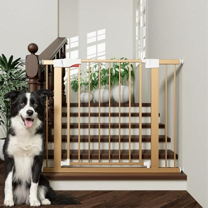 FreeStanding Portable Auto Close Pet Gate | Pressure Mounted Dog Gate for Doorways & Stairs, Walk-Through Door, Tool-Free Installation.