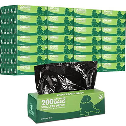 Sherr 20 Boxed Rolls 4000 Counts Dog Poop Bags Bulk Leak Proof Dog Waste Bags Universal Pet Doggy Waste Poop Box for Puppy Pets Outdoor Walking and Travel, 20 Rolls of 200(Black) - color: Black