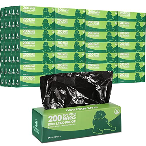 Sherr 20 Boxed Rolls 4000 Counts Dog Poop Bags Bulk Leak Proof Dog Waste Bags Universal Pet Doggy Waste Poop Box for Puppy Pets Outdoor Walking and Travel, 20 Rolls of 200(Black) - color: Black