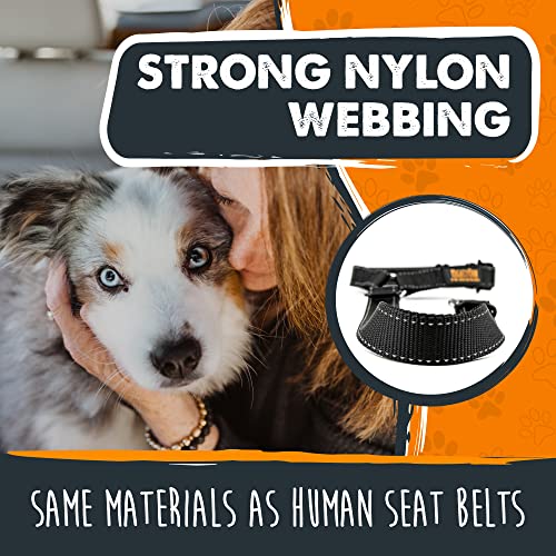 Mighty Paw Dog Seat Belt For Car Headrest - Distraction Free Driving, Heavy-Duty Aviation Grade Aluminum Carabiner, and Tactical Buckle.Adjustable Dog Seatbelt Harness for Small, Medium and Large Pets - style: Headrest Attachment