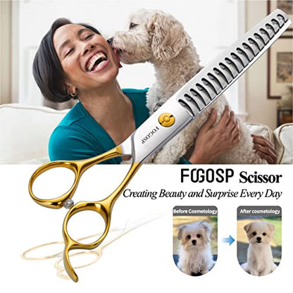 Dog Thinning Shears for Grooming 6.75" Chunker Shears Quickly Thinning Thick Hair Professional Dog Grooming Scissors for Small Dogs Right Handed Groomer Japan 440C 18 Teeth(Chunker, Gold) - size: 7 inch, style: Chunker
