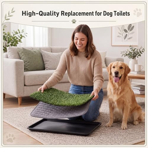 Fanfanwin 4 Pack Dog Grass with Washable Pee Pads 20"x25", 2 Artificial Grass for Dog Potty Training, 2 Reusable Puppy Pee Pads Absorbent Indoor Outdoor Pet Turf Patch for Apartment Balcony Patio - size: 20 x 25 Inch