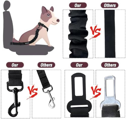 COOYOO Dog Seat Belt,Retractable Dog Car Harness Seat Belt for Car Adjustable Nylon Pet Safety Seat Belts Heavy Duty & Elastic Bungee Buffer - color: 11-Fuchsia
