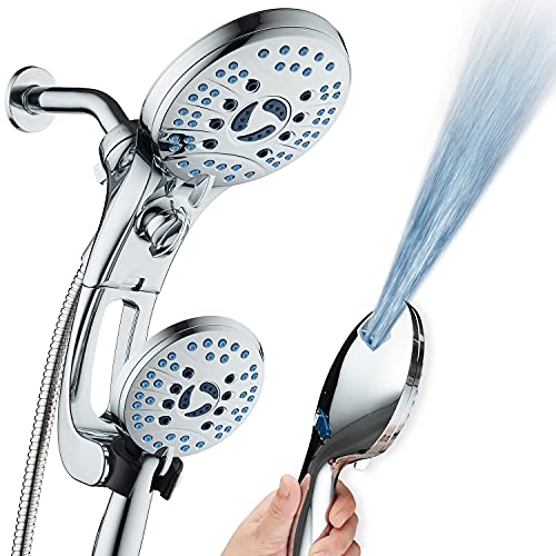 Hotel Spa AquaCare As-Seen-On-TV High Pressure Handheld/Rain 50-mode 3-way Shower Head Combo with Adjustable Arm - Anti-clog Nozzles, Tub & Pet Power Wash, 6 ft. Hose, All Chrome Finish - color: All-Chrome, style: 2.5 Gallons Per Minute