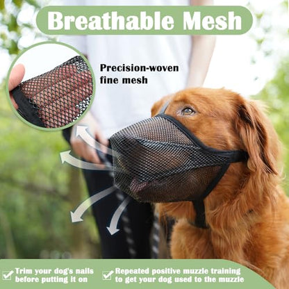 Mayerzon Dog Muzzle, Soft Mesh Muzzle for Small Medium Large Dogs Anti Bite Scavenging, Breathable Adjustable Mouth Guard for German Shepherd Labrador Golden Retriever in Grooming Walking Vet Visits - size: L [Snout Cir: 11"-12.25"]