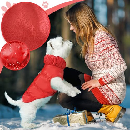 ABRRLO Winter Warm Dog Jacket for Small Medium Dogs Cat Cold Weather Coats with Harness Paded Dogs Fleece Vest Waterproof Windproof Dog Snow Jacket Pet Puppy Clothes (Red,XS) - color: Red, size: X-Small