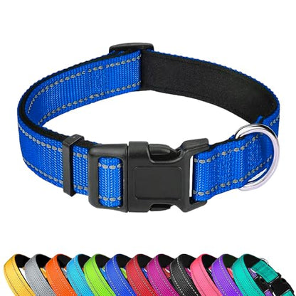 Reflective Dog Collar, Adjustable Soft Neoprene Padded Nylon Pet Collars with Buckle for Puppy and Small Dogs, Cats, Navy Blue,XS - color: Navy Blue, size: X-Small
