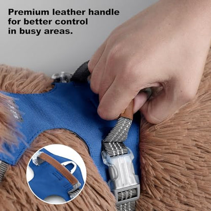 No Pull Dog Harness – Adjustable Reflective Nylon Vest for Small Medium Large Dogs, Escape Proof Training Harness with Leather Control Handle, Lightweight Aluminum Hardware (Royal Blue, M) - color: Royal Blue, size: M