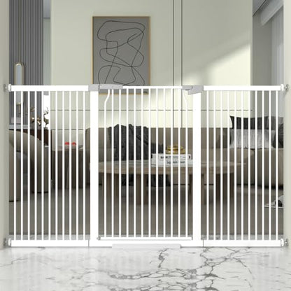 41" Extra Tall and Wide Baby Gate, 68.5-72.2'' Wide Pet Cat Gate for Doorway, Extra Wide Pressure Mounted Child Door with Expansion Kit, Metal Safe Gate, Tall Dog Gate, White - size: 68.5-72.2''W