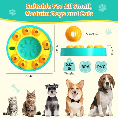 Dog Food Puzzle Toys Interactive Game Toy for IQ Training Enrichment Dog Food Puzzle Slow Feeder for Small, Medium Dogs and All Cats (Blue Bowl) - color: Blue Bowl