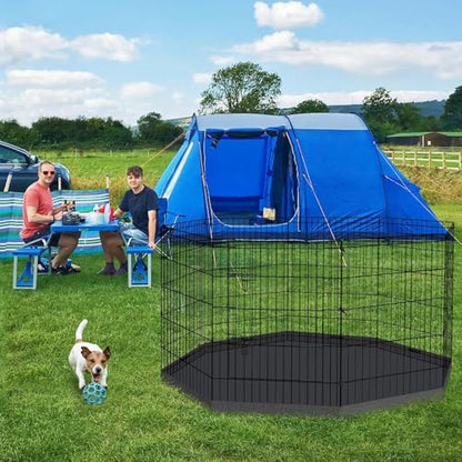 Pet Playpen Dog Pen Foldable Dog Exercise Fence 8 Panels 30 Inch Kennels Pet Playpen Options Ideal for Pet Medium Animals Outdoor Indoor (Playpen with Bottom Pad) - style: 24'' x 30'' with Bottom cover