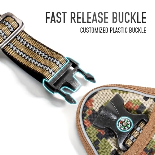 Tactical Dog Harness for Medium & Large Dogs, Woodland Camo Adjustable No-Pull Control with Handle, Heavy Duty Reflective Vest - Size XL - color: Woodland Camo, size: XL