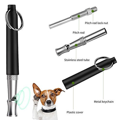 Dog Whistle to Stop Barking, Adjustable Pitch Ultrasonic Training Tool Silent Bark Control for Dogs-2 Free Lanyard Strap with Pack of 2 PCS Pet Whistle