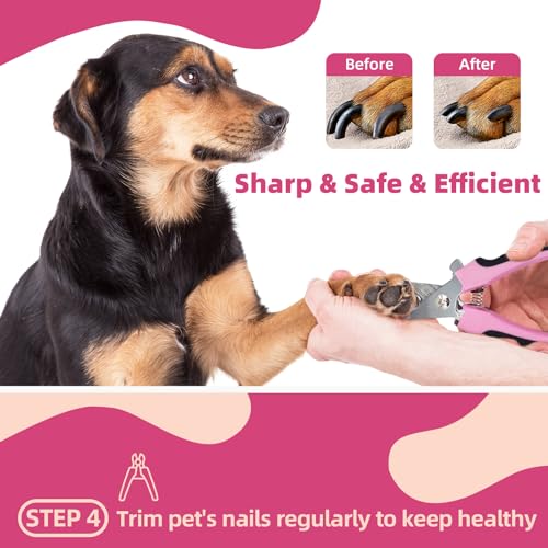 Pet Grooming Kit - 7 PCS Deshedding Brush Set with Slicker, Undercoat Rake, Bath Brush & Nail Clipper for Short & Long Haired Dogs, Cats (Pink) - color: A-Pink