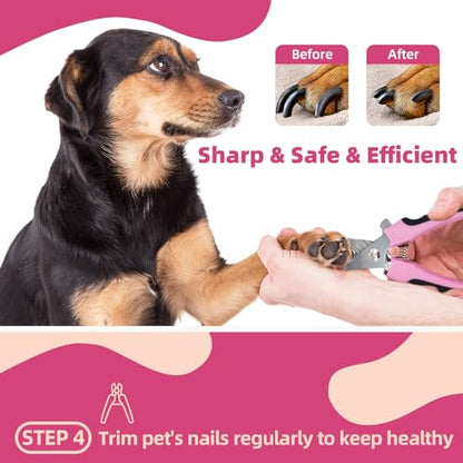 Pet Grooming Kit - 7 PCS Deshedding Brush Set with Slicker, Undercoat Rake, Bath Brush & Nail Clipper for Short & Long Haired Dogs, Cats (Pink) - color: A-Pink
