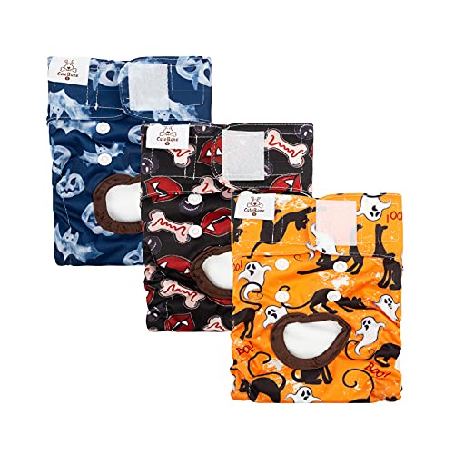 CuteBone Dog Diapers Female Washable Small Medium Large 3 Pack Reusable Doggie Diapers Puppy Period Pants for Doggy Heat Cycle Peeing - size: S