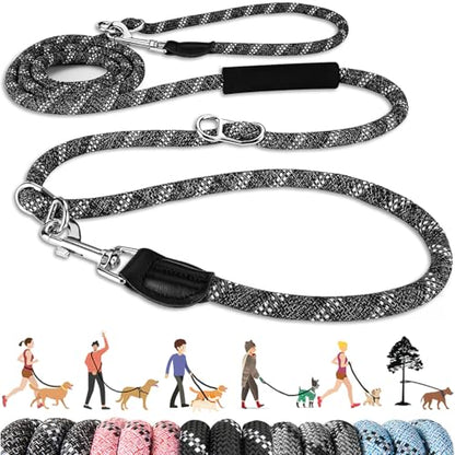 Lukovee Hands Free Dog Leash, 10FT Adjustable Training Lead 1/2 Inch Nylon Heavy Duty Lead No Pull for Large Medium Dogs, Tangle Free Reflective Waist-Leash for Walking Running, Black&Gray - color: Black&Gray