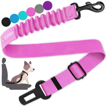 COOYOO Dog Seat Belt, Durability Retractable Dog Car Harness Adjustable Dog Seat Belt for Vehicle Nylon Pet Safety Seat Belts Heavy Duty & Elastic - color: Set 01 Pack C-Pink