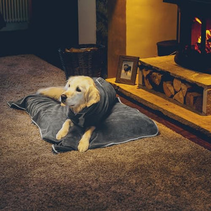 Lucky Pooch® Dog Robe - Luxurious Dog Bathrobe - Ultra Absorbent Dries Your Dogs in Minutes! Double-Layer, Super Soft Towel and Bath Robe All in One (M, Gray) - color: Grey, size: M