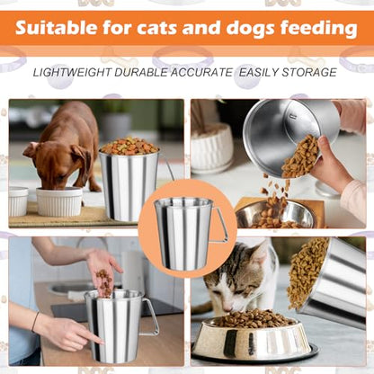 4Cup Dog Measuring Cup,Stainless Steel Measuring Cup,Pet Food Measuring Scoop for Dogs, Cats, Birds and Small Pets,Kitchen use-Ideal for Dry Food & Treats (4CUP) - size: 4CUP