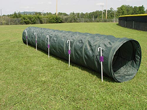 14' Dog Agility Tunnel with Stakes, Multiple Colors Available (Hunter) - color: Hunter