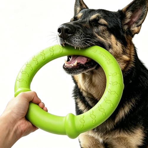 LaRoo Dog Toys for Medium/Large Dogs, Floatable Dog Flying Discs 3 Sizes Pool Toy, Interactive and Tug of War Ring Toy, Funny Fetch Teething Toys (Green, 11.8“) - color: Green, size: Large