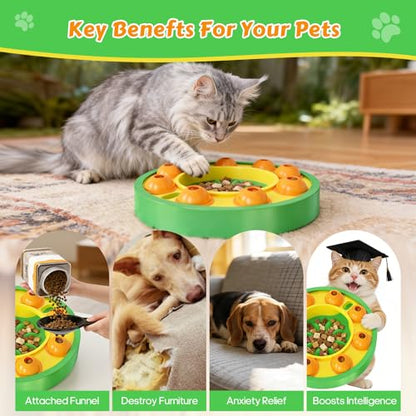 Dog Food Puzzle Toys Interactive Game Toy for IQ Training Enrichment Dog Food Puzzle Slow Feeder for Small, Medium Dogs and All Cats (Green Bowl) - color: Green Bowl